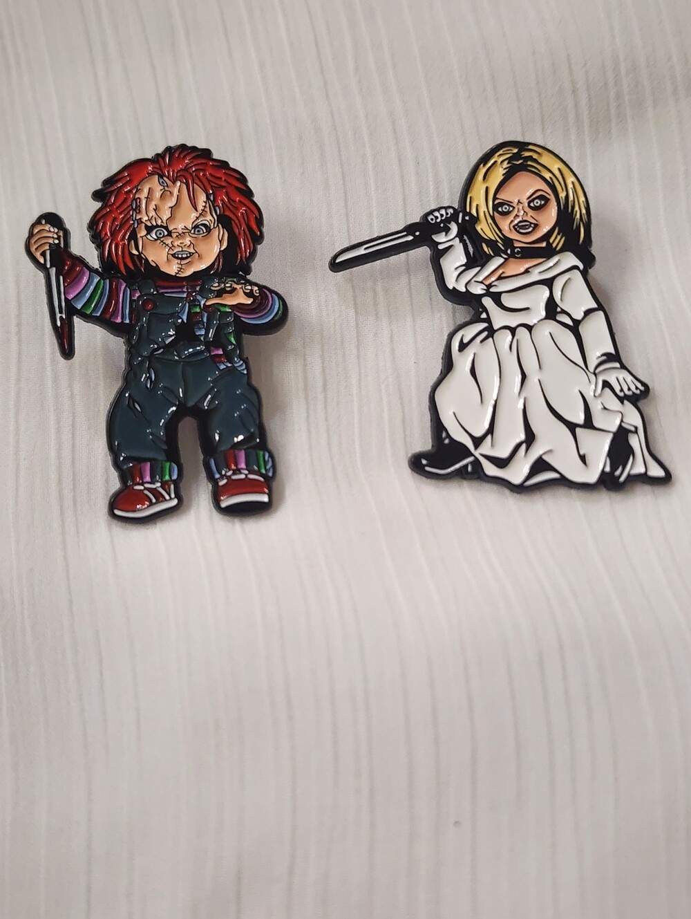 🔪 Chucky and Tiffany Horror Movie Enamel Pin Set
